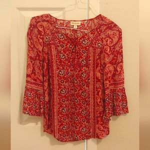Red Flower Blouse